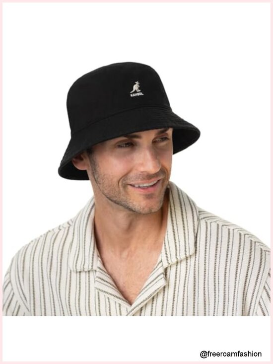 Washed Cotton Bucket Hat Lightweight Embroidered Logo